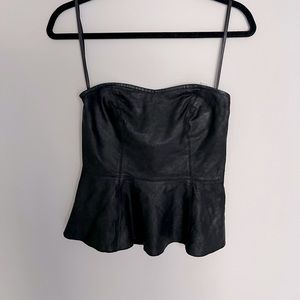 Strapless black peplum top